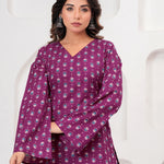 Jaipur Tales Women’s Royal Plum Printed Lace-Back Kurti | Elegant Cotton Casual Kurti