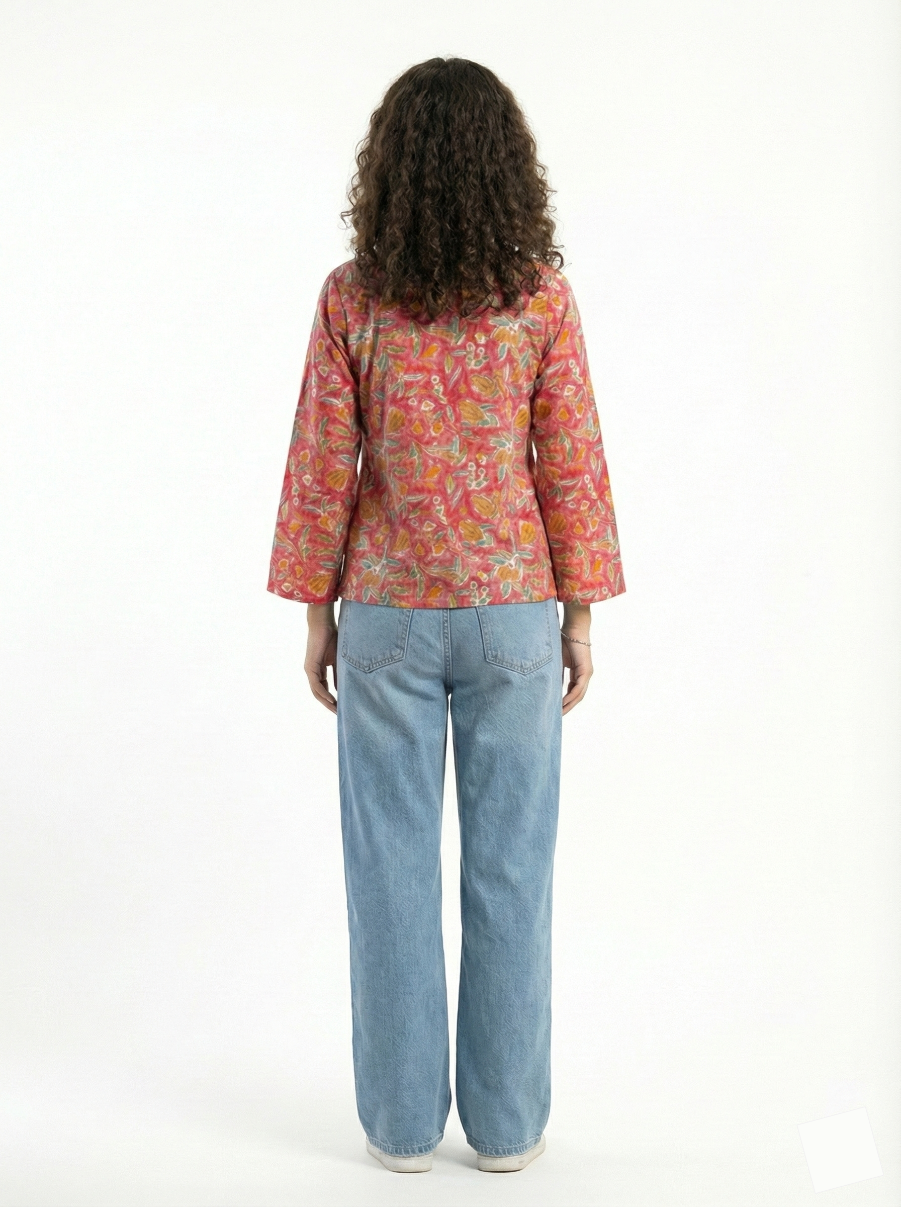 Square Neck Kurti Top (Pink)